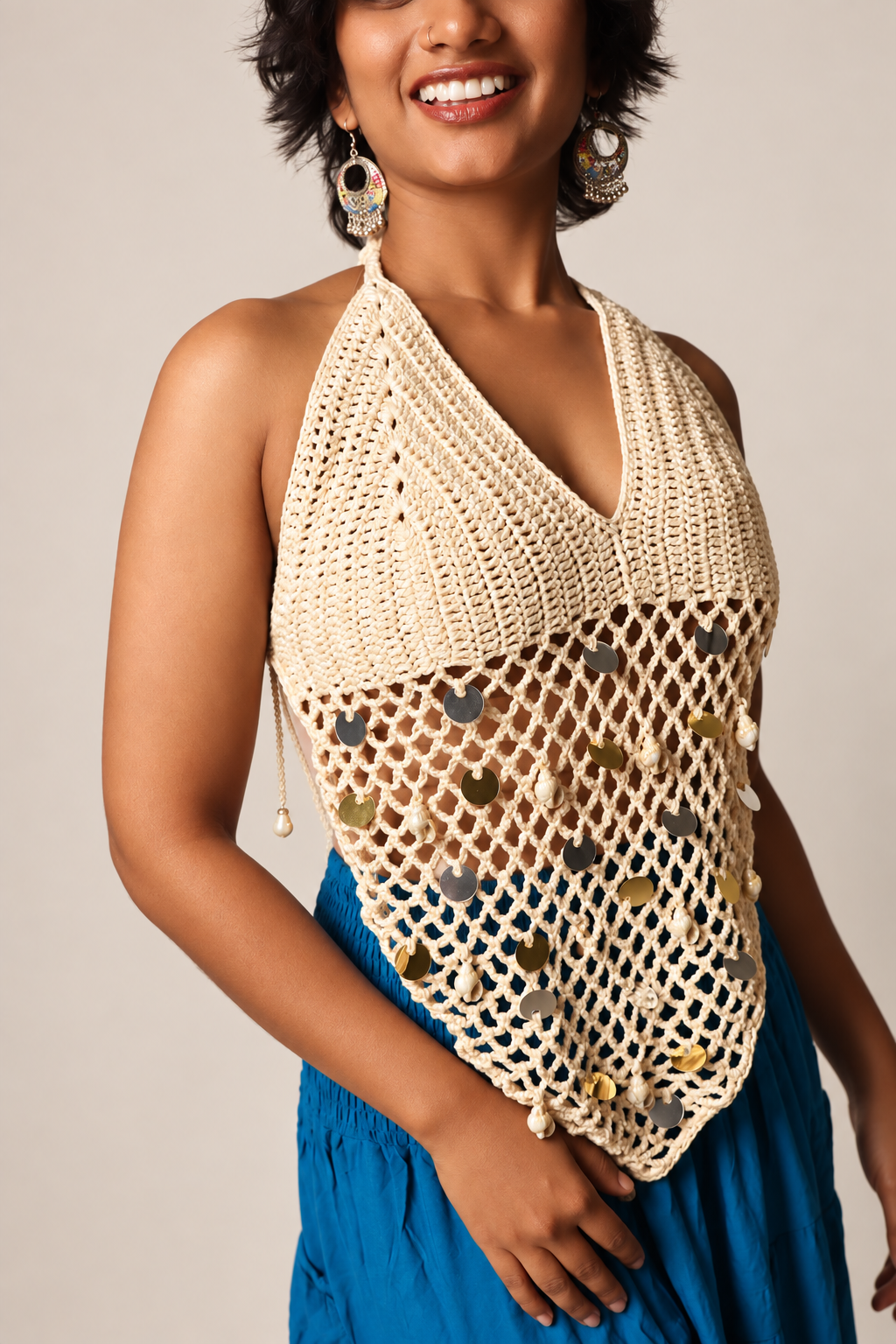 DIVA Crochet halter Neck beachwear top