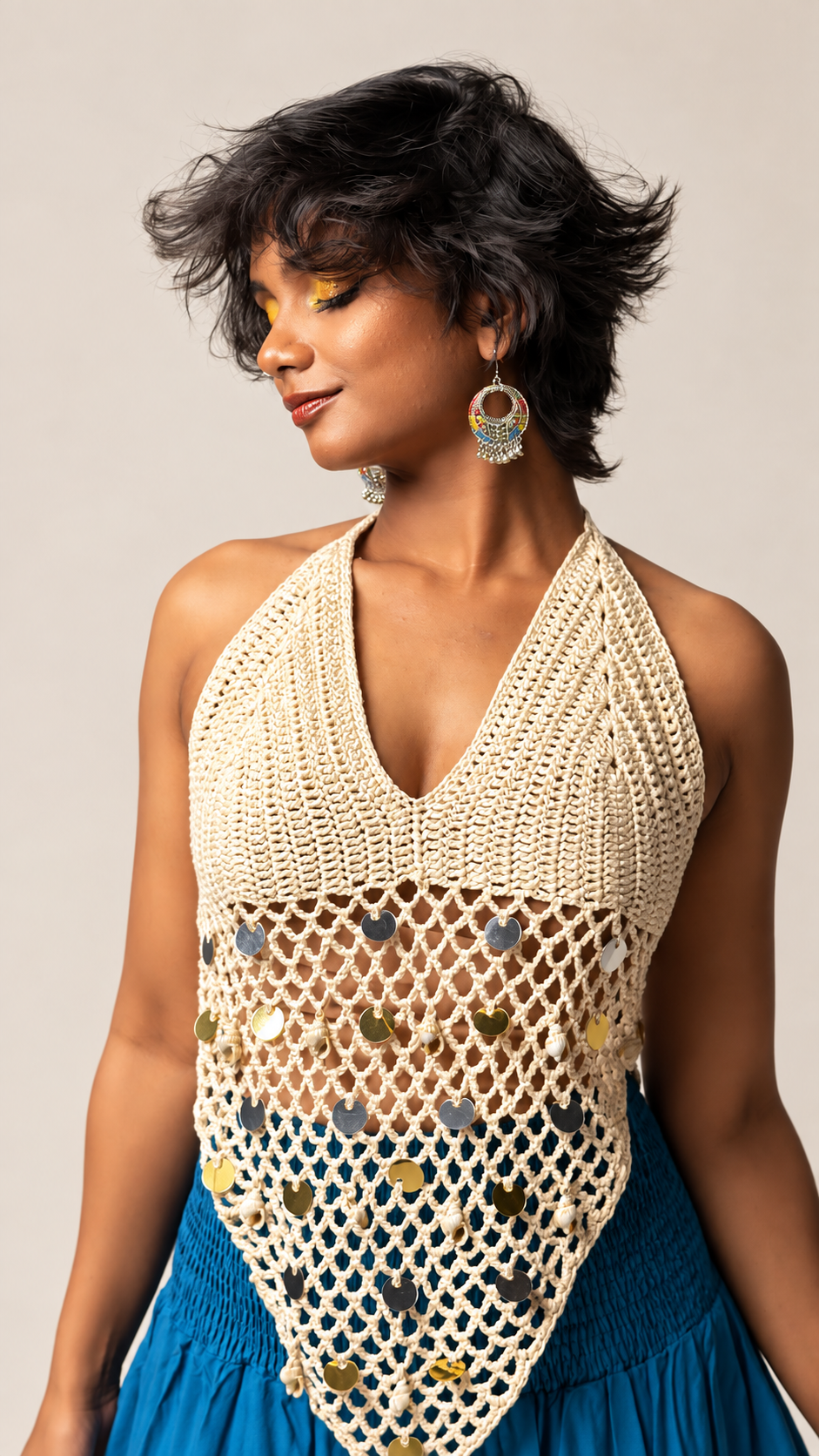 DIVA Crochet halter Neck beachwear top